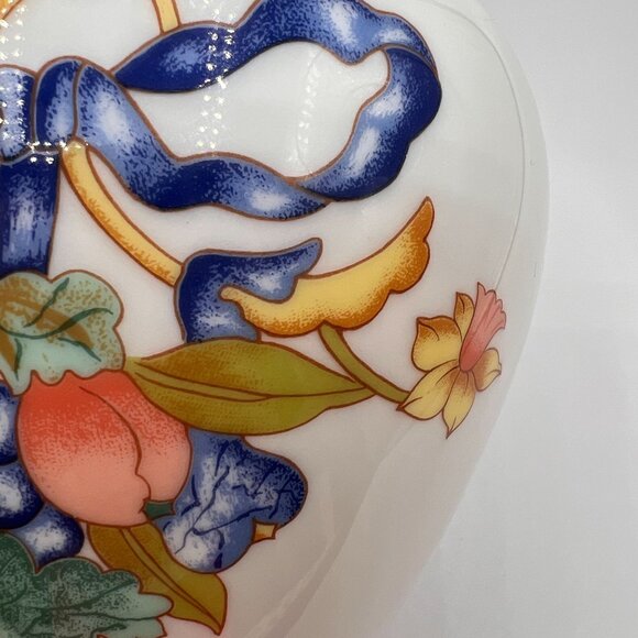 Bernardaud Limoges "Borghese" Porcelain Vase Hand-Painted Floral & Fruit Design - Picture 5 of 16